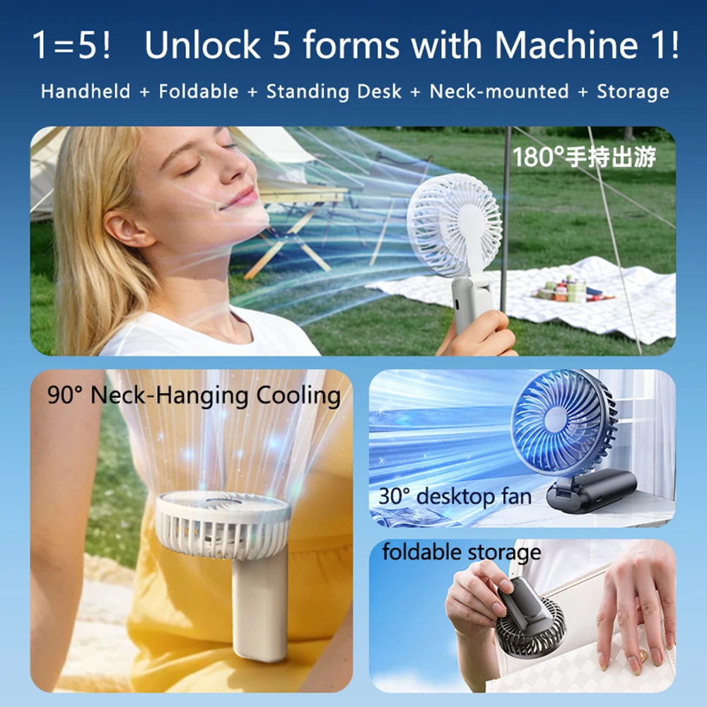 Portable Handheld Fan, Battery Operated Fan with Base, Rechargeable Mini Fan for Outdoor Indoor for Summer and For Outdoor