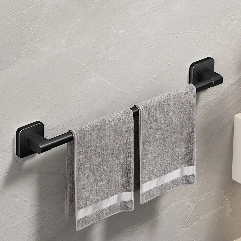 Self-Adhesive Towel Rack Bathroom Towel Holder Without Drilling Bathroom Black Corner Shelf Bar 50CM Bathroom Storage Towel Rail