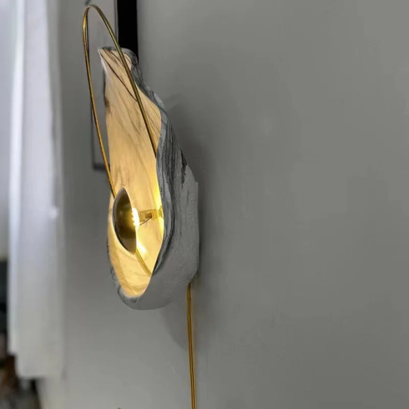 Nordic Modern Light Luxury Marble Wall Lamp Bedroom Background Led Lighting Decoration Creativity Mirror Aisle Sconce Indoor