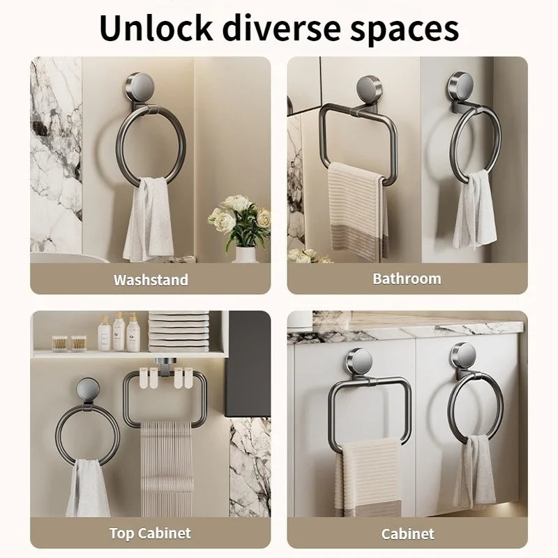 No Need To Drill Suction Cup Towel Ring Bathroom Towel Rack Kitchen Rag Rack Bathroom Toilet Wall Hanging Towel Rack