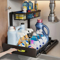 Under Sink Sliding Drawer Organizer - Metal Storage Rack with Pull-Out Shelves - Multi-Room Kitchen Bathroom Cabinet Organizer