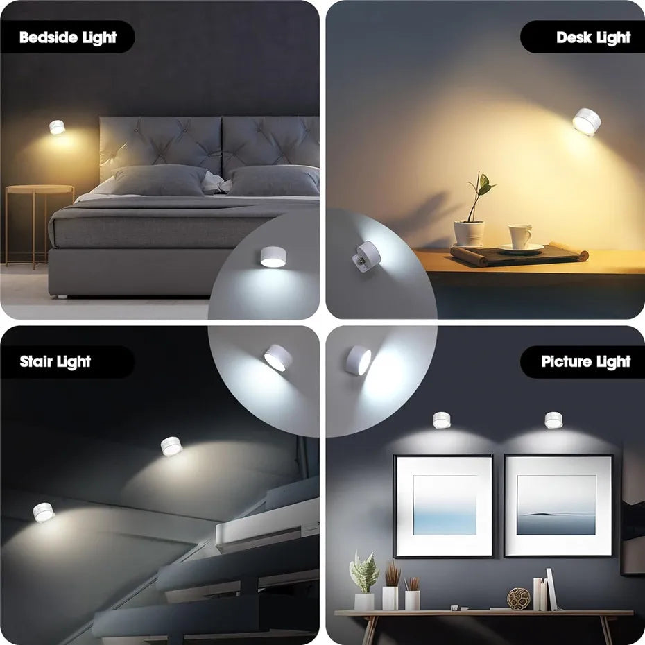 LED Wall Sconces light, 3 Brightness Levels 3 Color Modes Wall Lights Battery Operated 360° Rotatable Touch Control Wall lamp