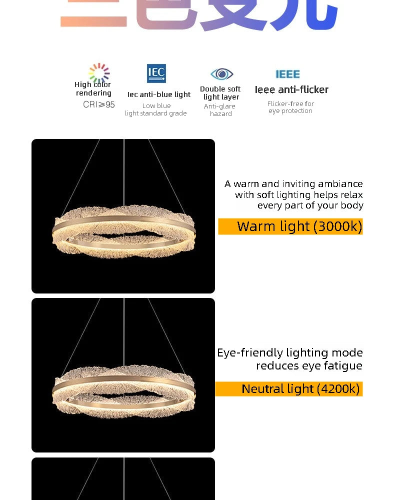 Modern Light Luxury Living Room Chandelier Round Led Hall Light Designer Creative Model Room Bedroom Dining Room Lighting