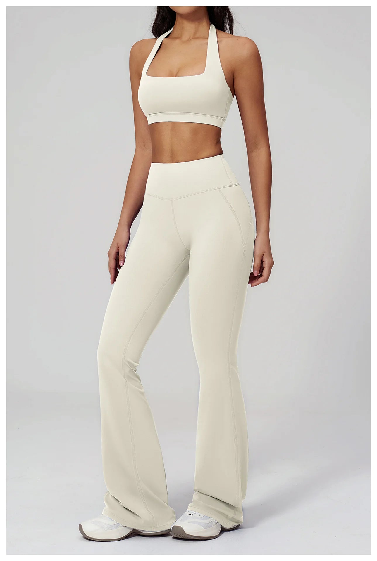 2PCS Flared Pants Yoga Set Women's Tracksuits Gym Fitness Outfits Sports Sets Female Shockproof Sports Bra Yoga Workout Clothes