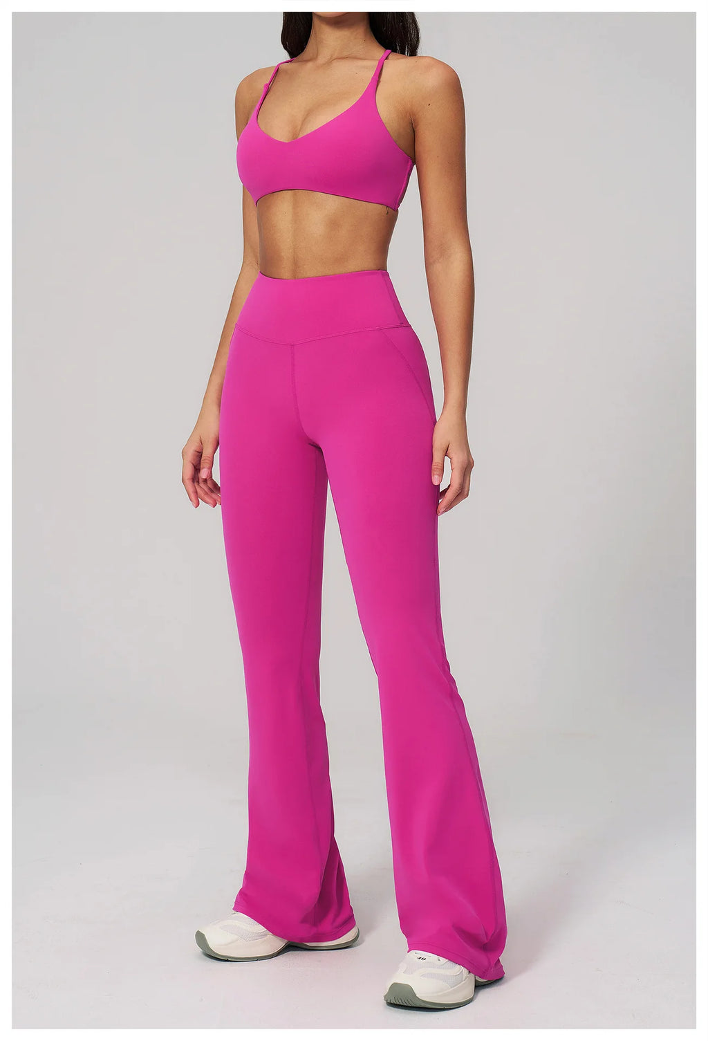 2PCS Flared Pants Yoga Set Women's Tracksuits Gym Fitness Outfits Sports Sets Female Shockproof Sports Bra Yoga Workout Clothes