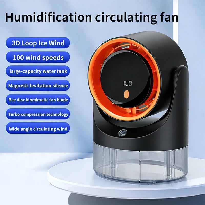 Household mini electric fan with single hole spray air conditioning cooling humidification circulating fan 360 ° adjustable