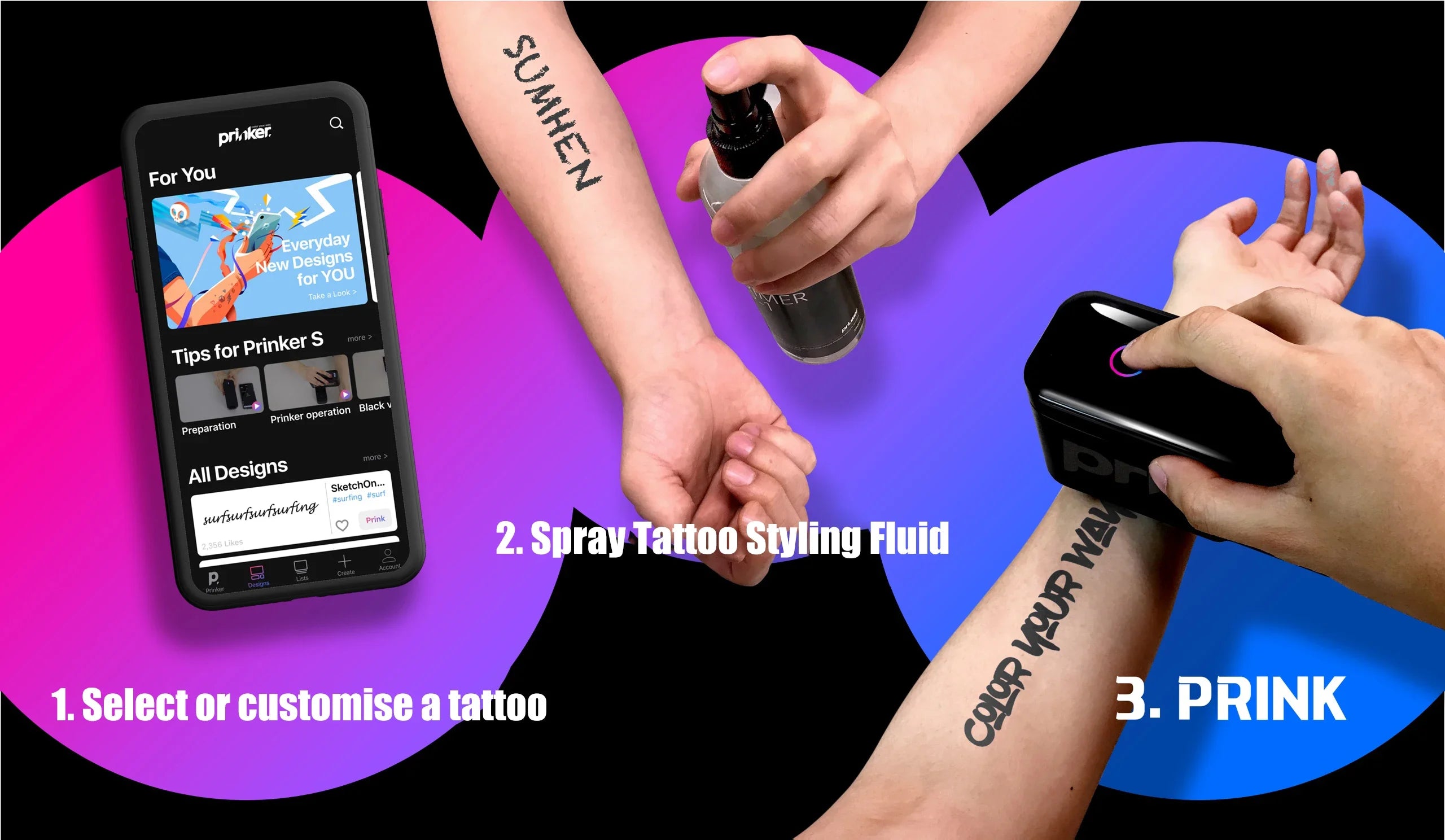 Prinker S Tattoo Printer Handheld Colour Printer Full Colour Inkjet Printer