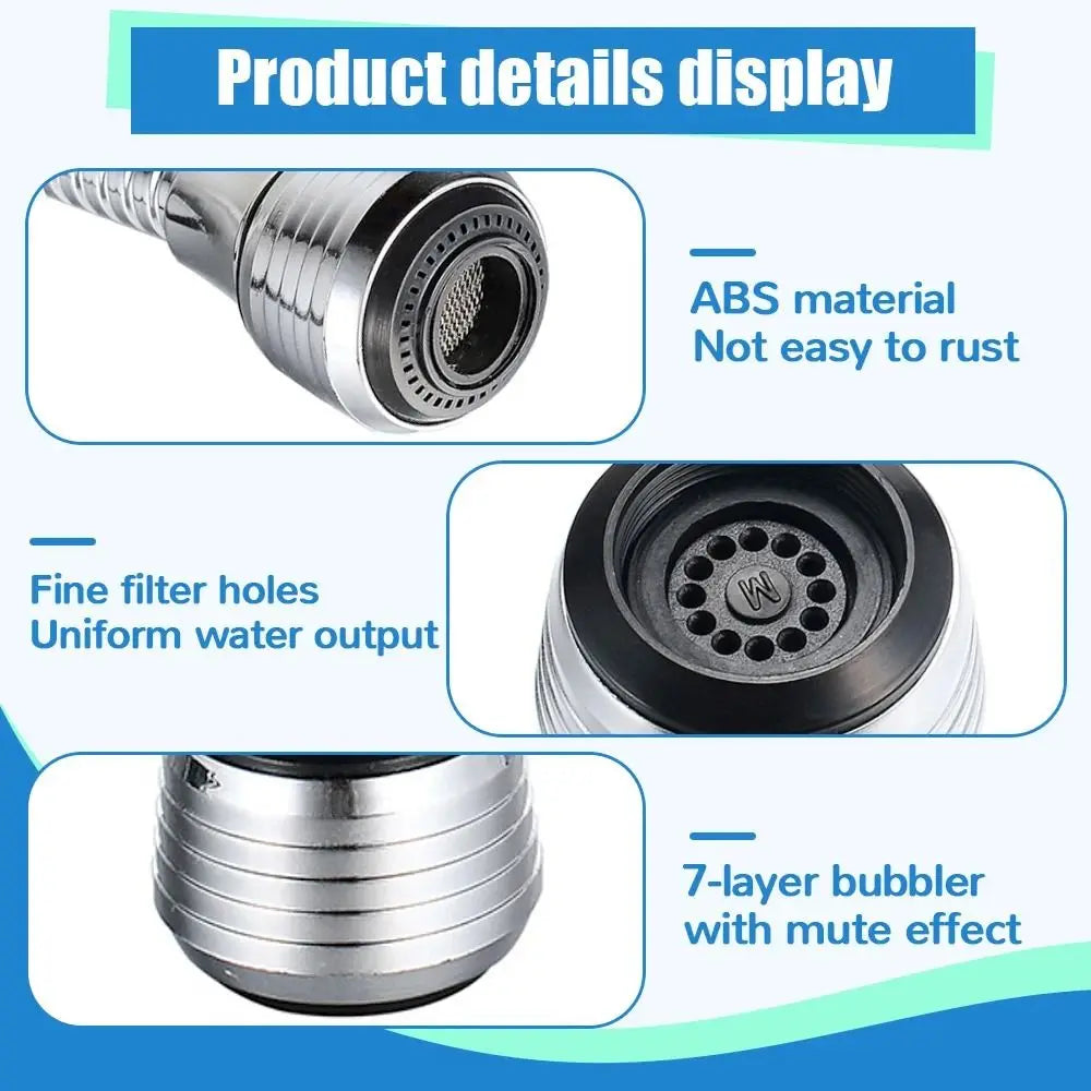 1Set Booster Nozzle Extender 360 Degree Faucet Water Saver Universal Rotating Bubbler Dual Mode Bathroom Kitchen Tools