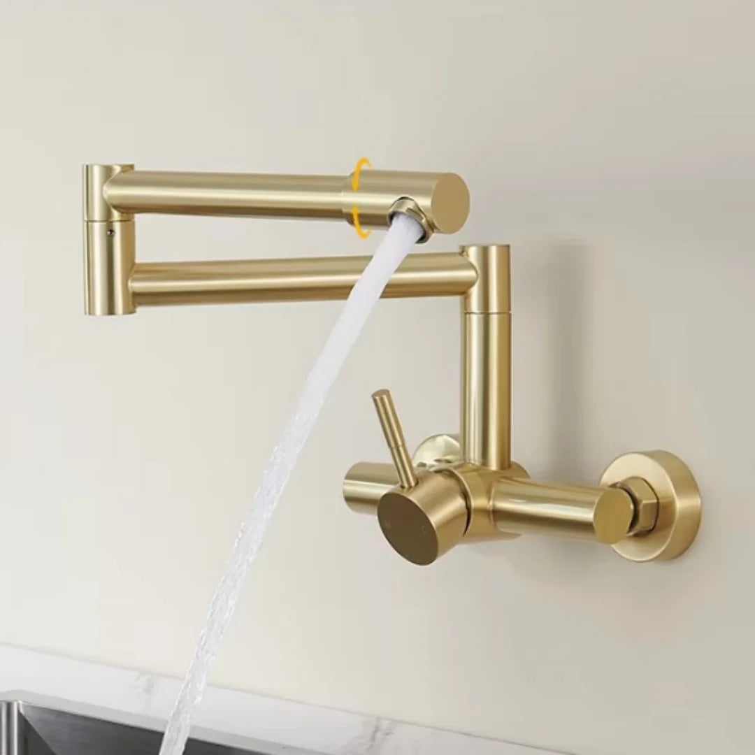 Black Pot Filler Tap Wall Mounted Foldable Kitchen Faucet Hot Cold Brushed Gold Sink Faucet Tap Rotate Folding Spout SUS304