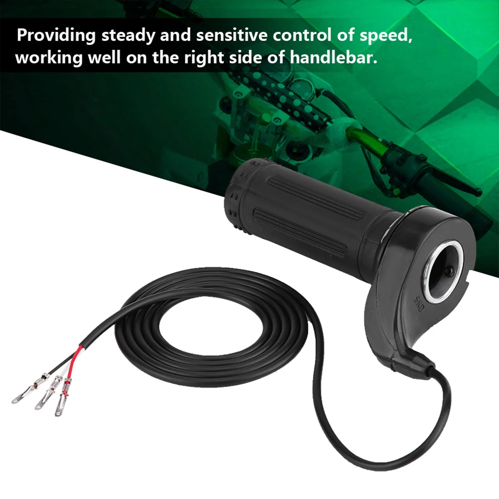 Electric Scooter Ebike E-bike Motorcycle Tricycle Twist Throttle Grip with 3 Wires Hall Sensor Turn Handle Accelerator 130cm