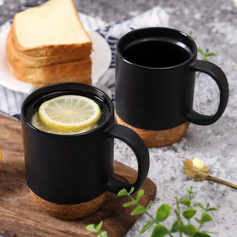 Cork Bottom Ceramic Frosted Coffee Mug Non-slip 350ml Easy Wash Drinking Cup for Office Home Gift Giving