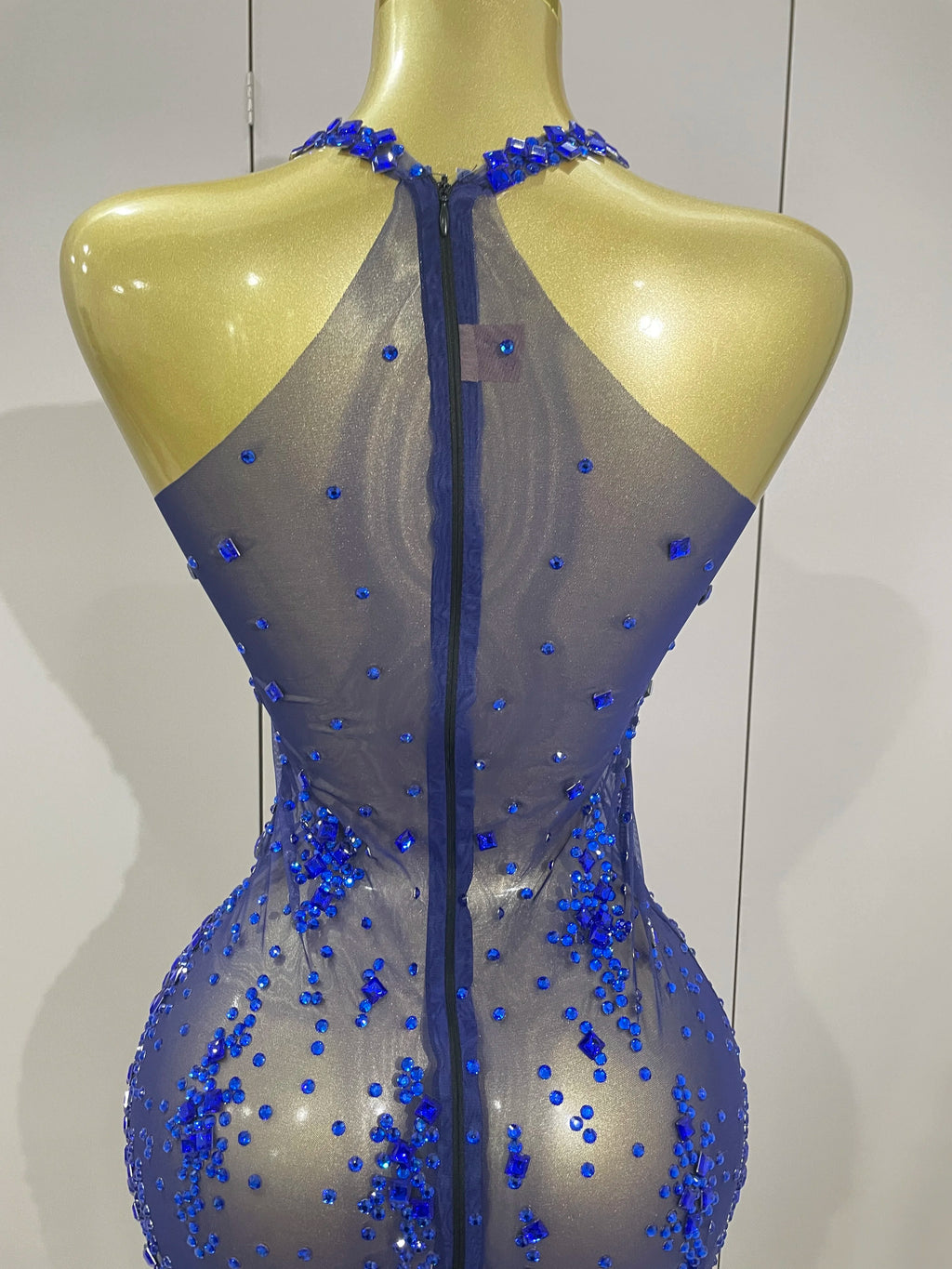 2025 New Sparkly Rhinestone V Neck Stretch Mesh Sexy See Through Dress Women Elegant Party Celebrate Perform Costume Stage Outfi