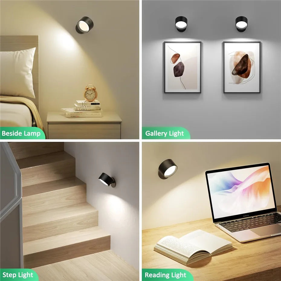 LED Wall Sconces light, 3 Brightness Levels 3 Color Modes Wall Lights Battery Operated 360° Rotatable Touch Control Wall lamp