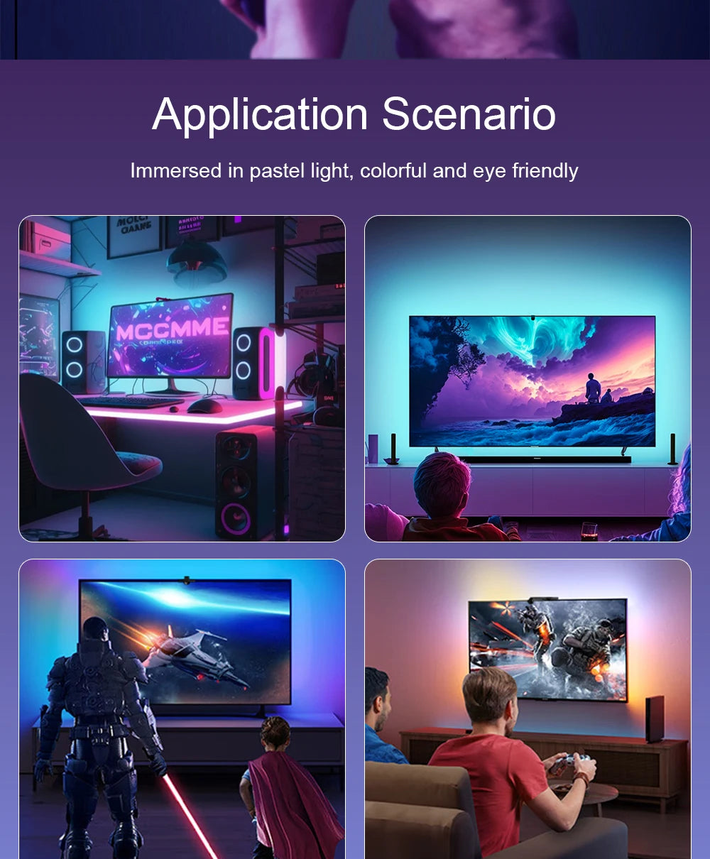 TV LED Backlight With Camera Ambient Strip Light Immersion Led Color Strip LED Light For 55-65 Inch Tv Pc Led Rgb Tape Screen