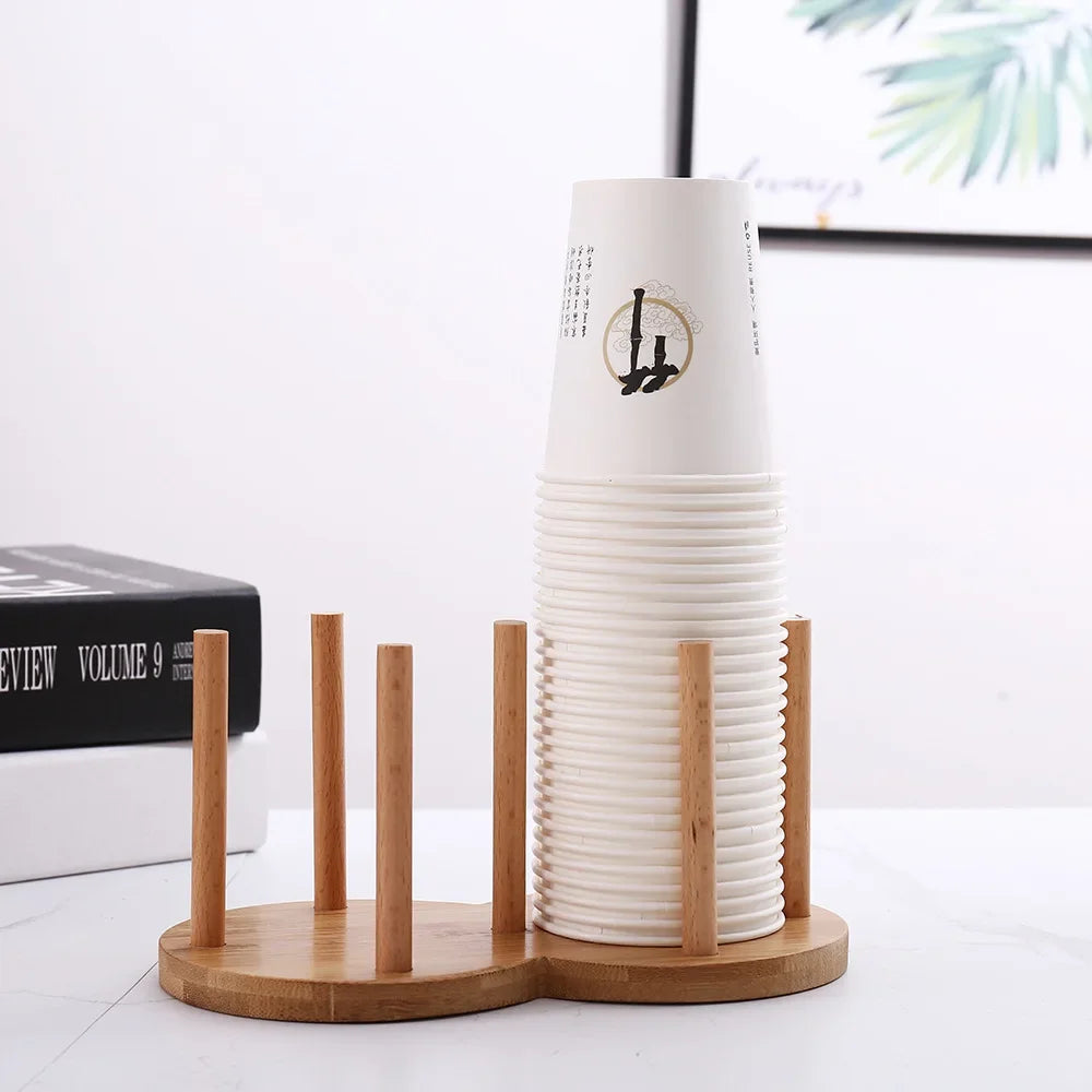 Disposable Paper Cup Storage Rack Wooden Guest Paper Cup Sorting Rack Embedded Cup Holder Household Cup Picker
