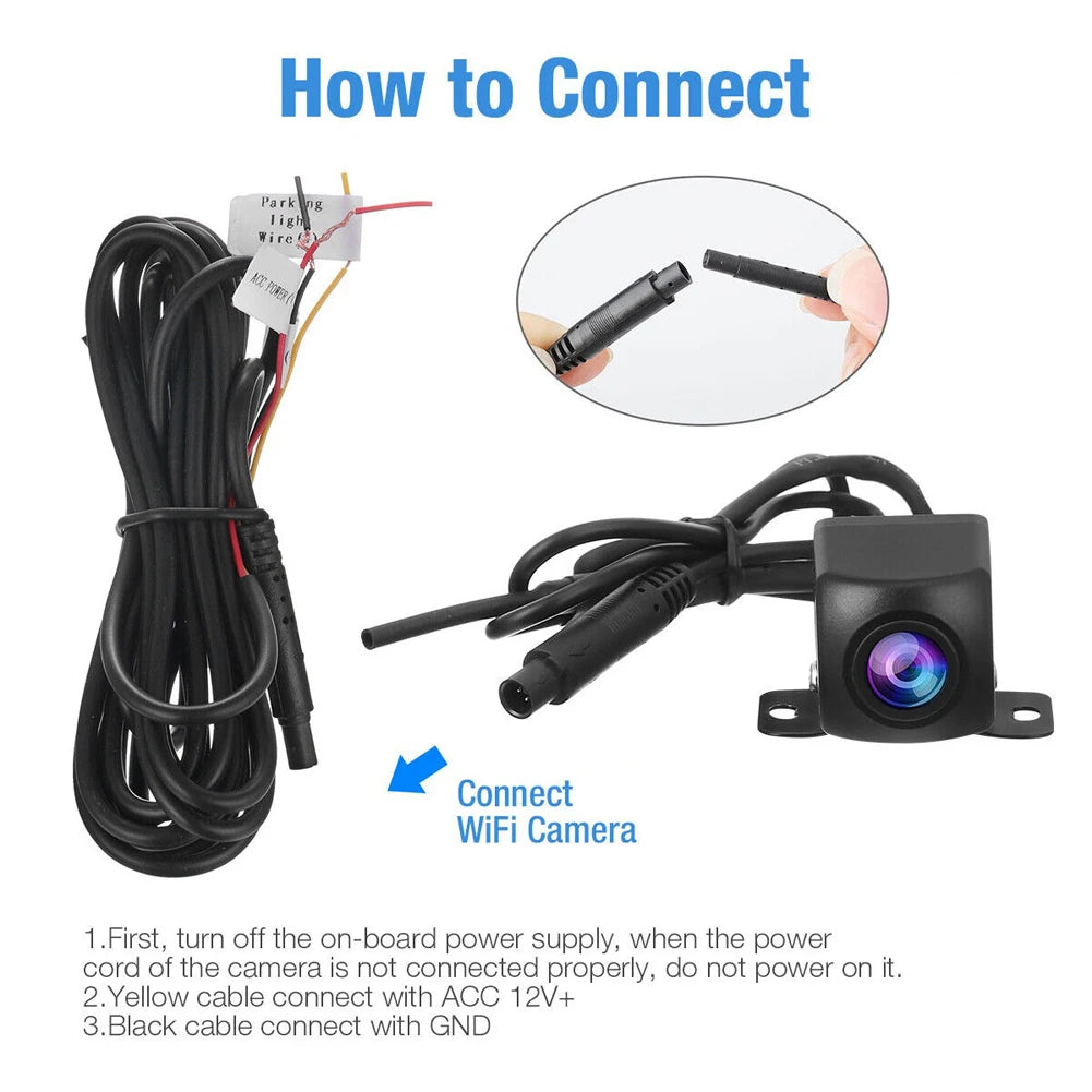 Wireless WiFi Car Rear View Camera Night Vision HD Reverse Cam IP67 Waterproof Vehicle Camera 175 Degree for Android IOS