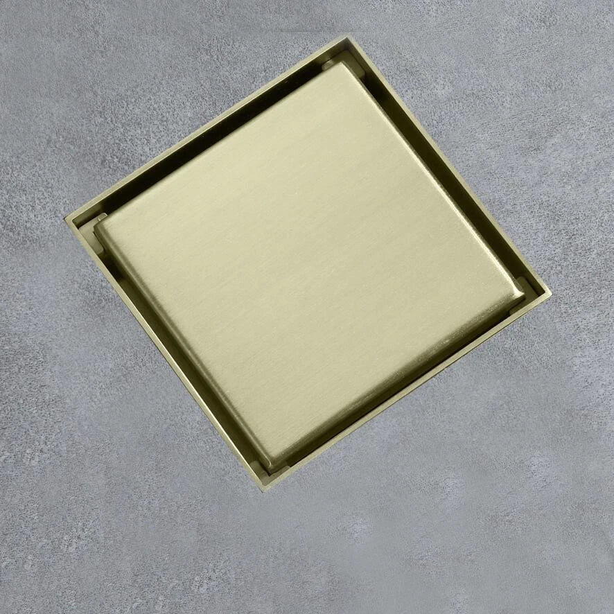 stainless steel Brushed Gold Floor drain 10*10cm Shower Square Deodorization Type Bathroom Water Flow Tile Insert Drain
