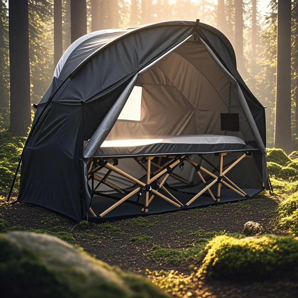 4-in-1 Camping Cot Tent, Backpacking 1 Person Camping Tent, Tent Cot Folding Off the Ground Tent,Fishing Tent,Excluding bed