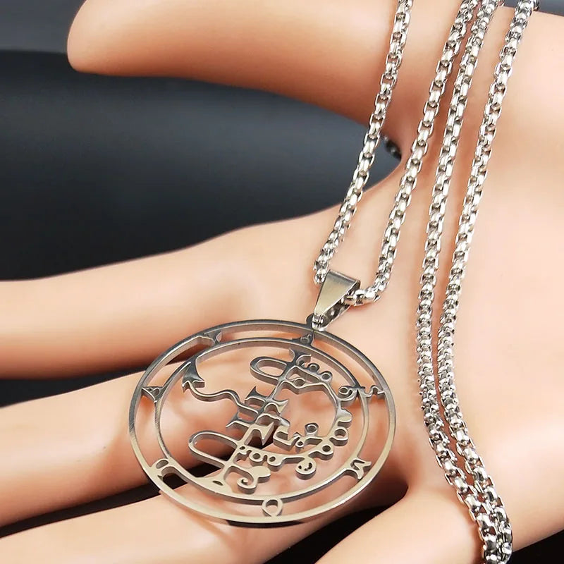 2024 Fashion Sigeal Sigil De Lucifer Stainless Steel Satan Necklace Asmoday Lazer Key Baphomet Stamp Jewelry N7118S03