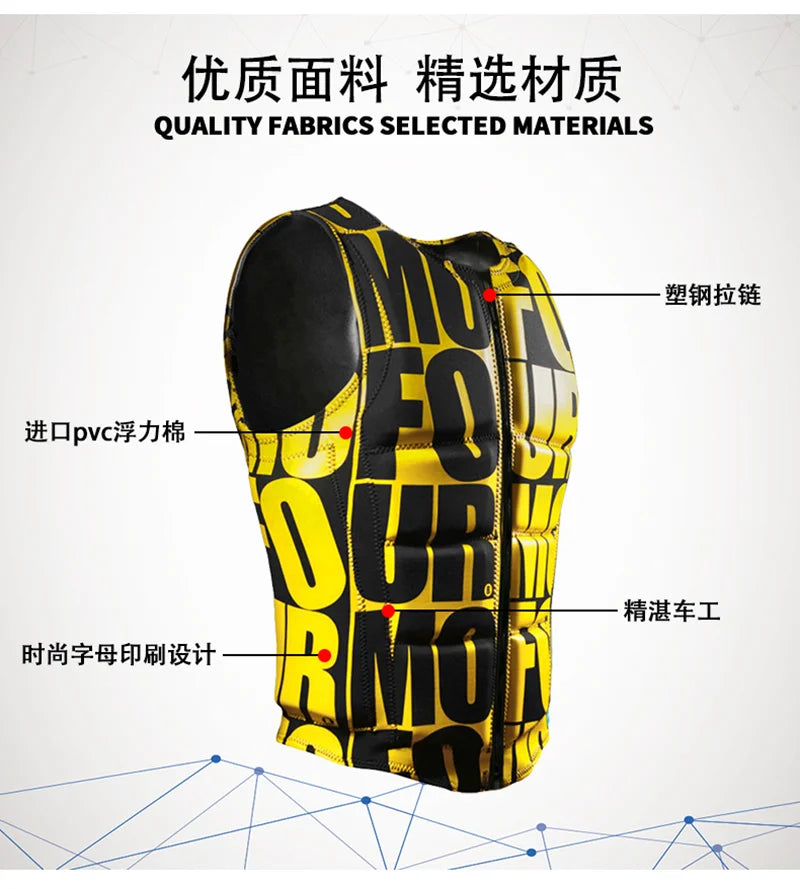 Life Jacket Adult Neoprene Buoyancy Surf Vest Water Sports Kayak Motorboat Drifting Vest Rescue Lifeguard Professional Life Vest