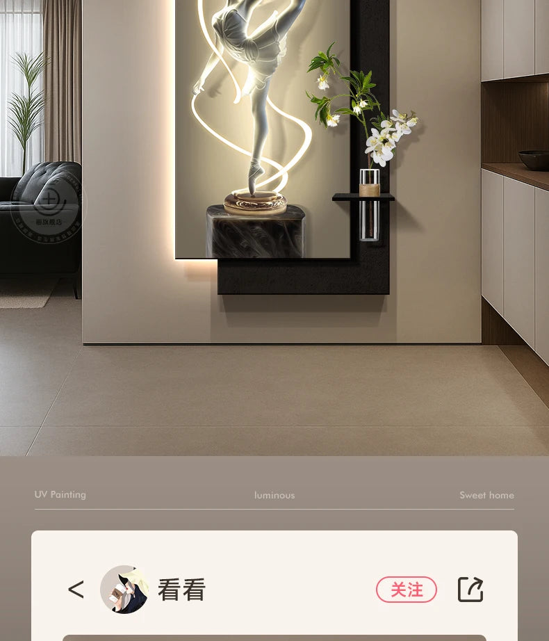Modern light luxury entrance door, foyer decoration painting, high-end feeling, corridor corridor hanging painting, hydroponic g