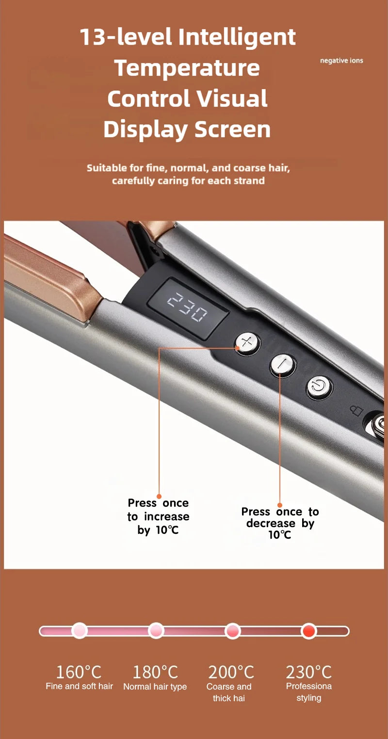 2 in 1 Hair Straightener Curling Ionizer with LCD Wide PanelProfessional Ceramic Hair Straightener with adjustable temperature