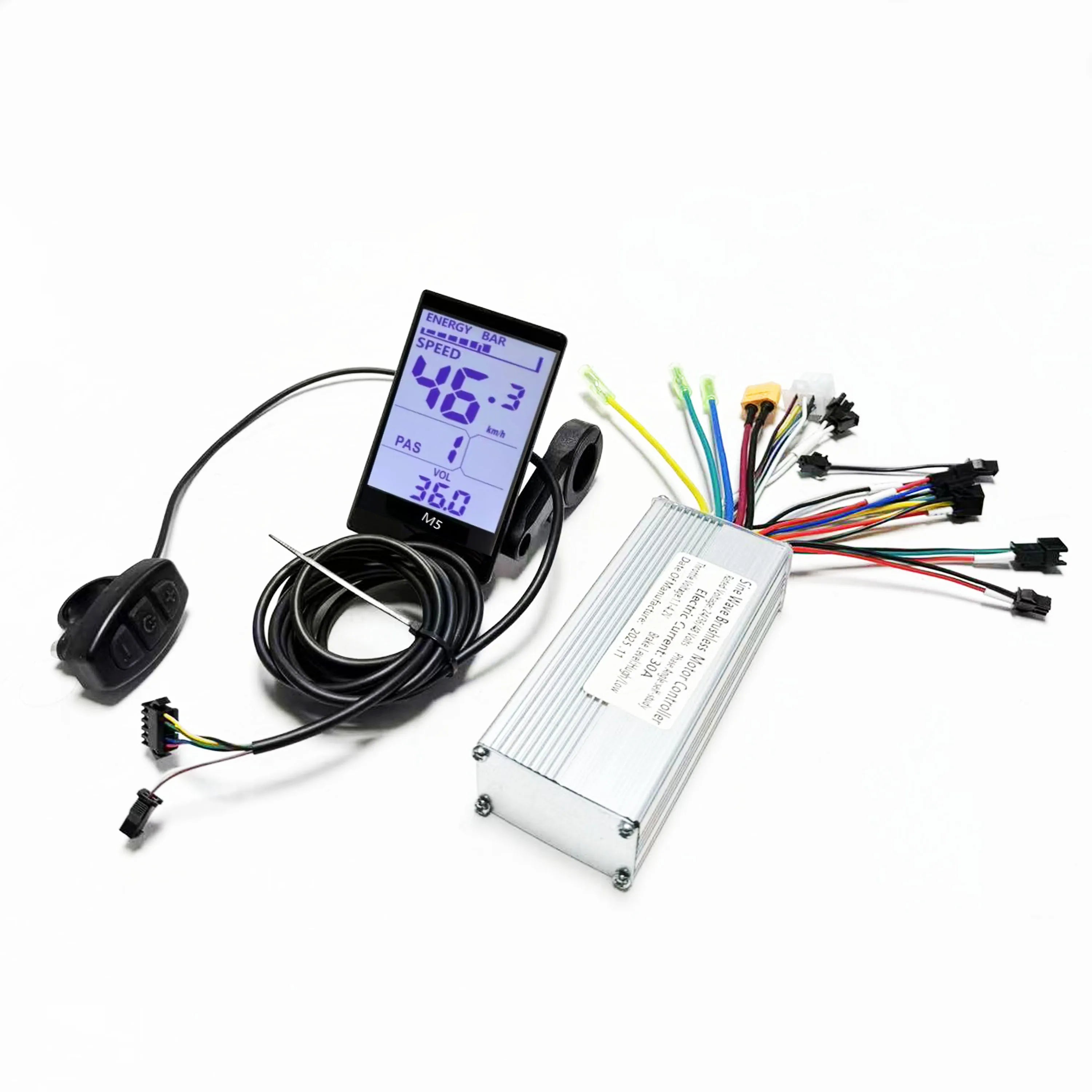 E-Bike 24v 36v 48v Sine Wave Brushless 3Mode Controller 30A 750W-1000W with M5 LCD Display Screen UART No.2 for E-Scooter Repair
