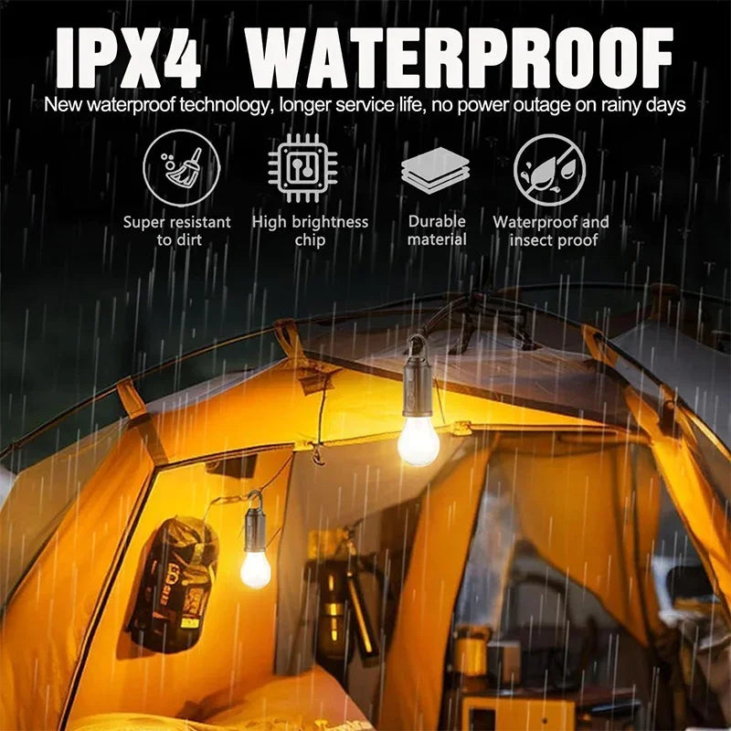 LED Lamp Bulbs Portable Camping Lights Outdoor USB Charging Night Lights Waterproof Flashlight Essentials Emergency Lighting