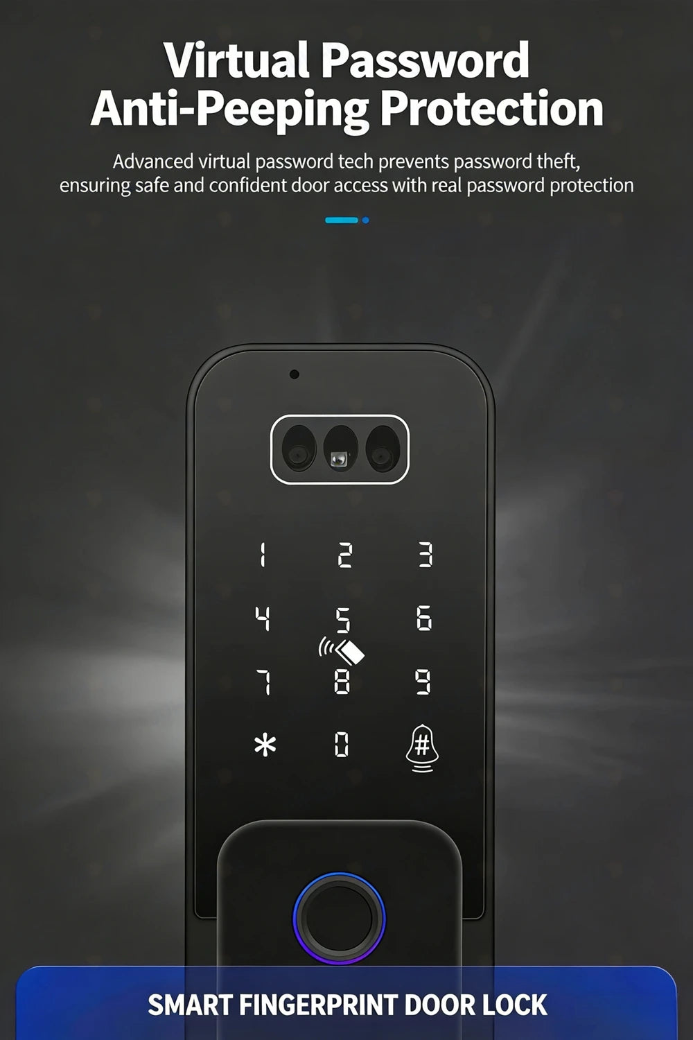 Outdoor Waterproof 3D Face Recognition Palm Scan Fingerprint Gate Lock Tuya Wifi App Password Digital Rechargeable Smart Lock