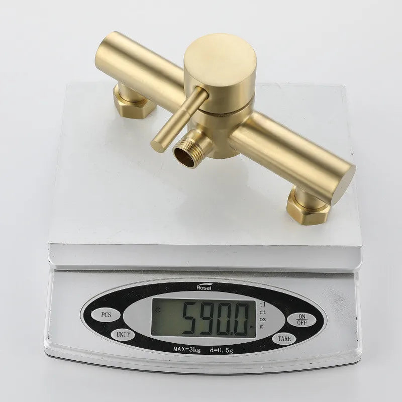 Brushed Gold Bathroom Shower Faucet Set Wall Mounted Shower Faucet, Bathroom Cold and Hot Bath and Shower Mixer Taps Brass