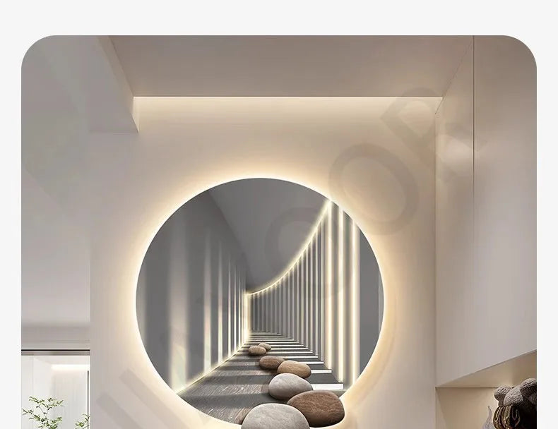 Decoration Painting Of The Entrance Hall Modern Light Luxury Hanging Painting Wall Lamps Extending Mural LED Lights Painting