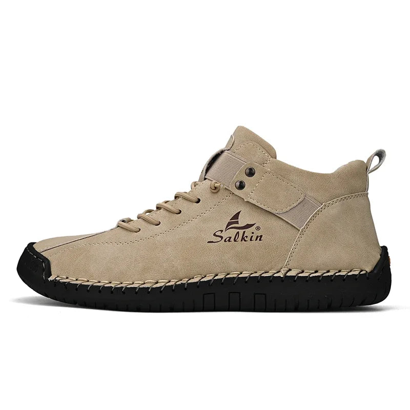 New Leather Casual Men Shoes Design Sneakers Man Breathable Leather Shoes Outdoor Men Ankle Boots
