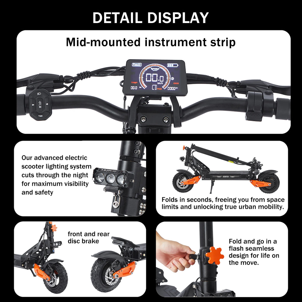 Factory Foldable Electric Scooters With APP NFC 48V 52V 1200W 55KM/H Range E Scooter Speed Limit 10Inch Escooter for Adults