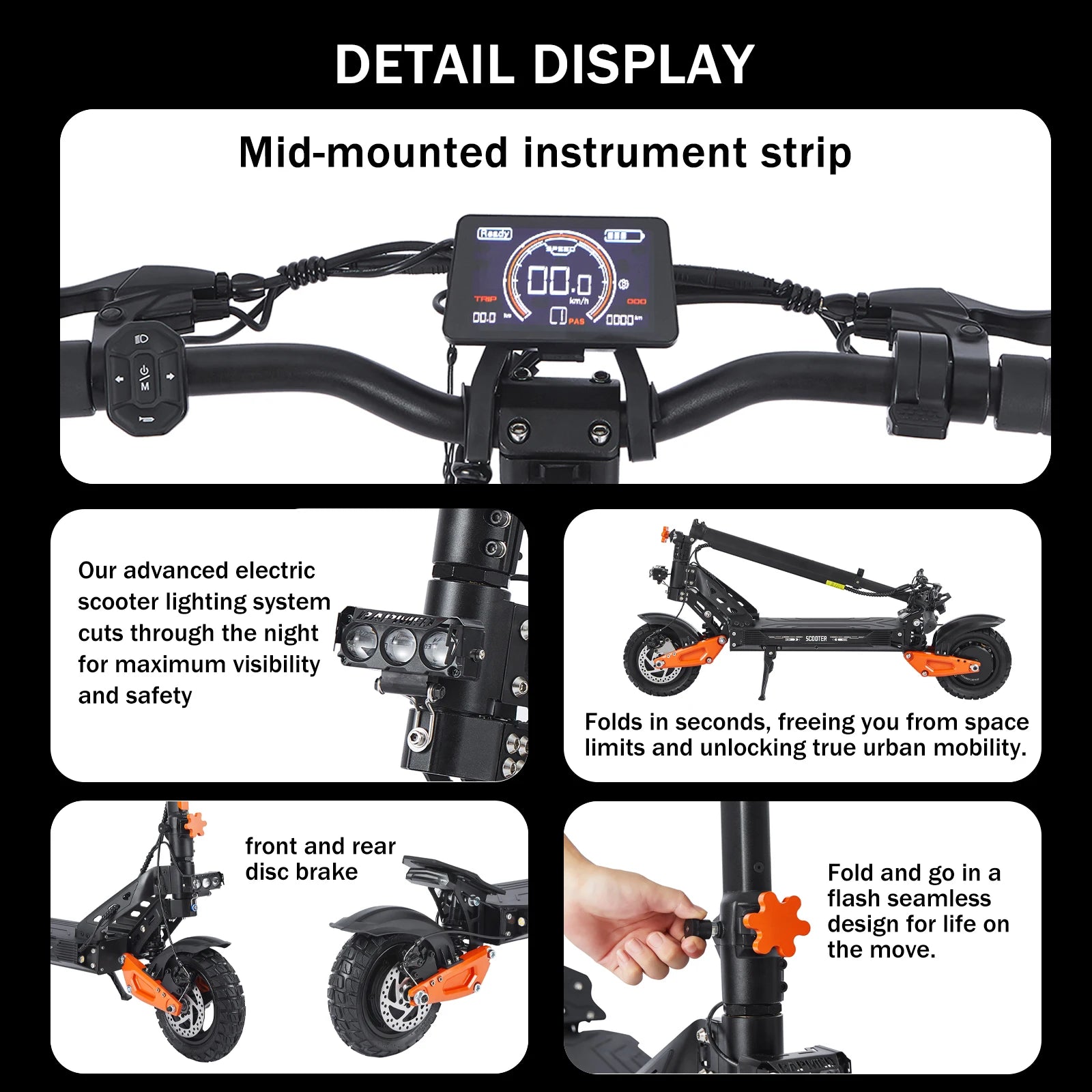 Factory Foldable Electric Scooters With APP NFC 48V 52V 1200W 55KM/H Range E Scooter Speed Limit 10Inch Escooter for Adults