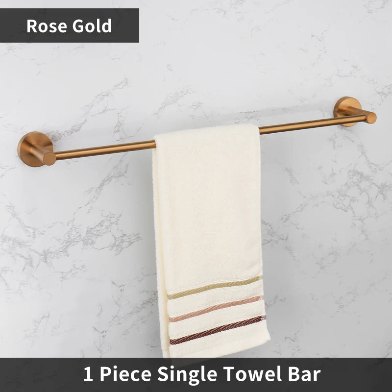 Single Towel Bar Rack Wall Mount Bathroom Round Towel Bar Heavy Duty Hand Towel Holder Kitchen Towel Rod  Stainless Steel Chrome