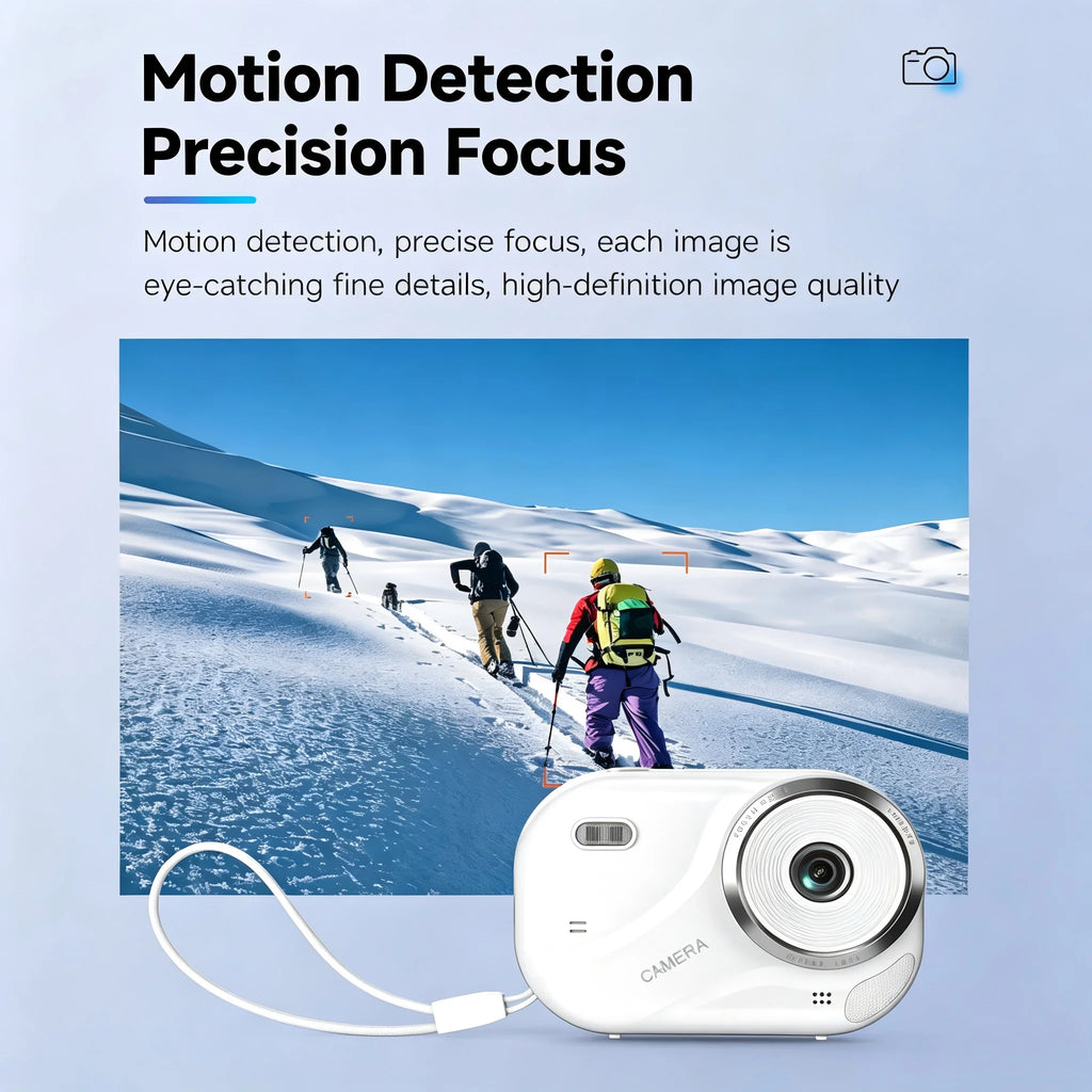 Digital Camera | Compact HD camera, 1080p photos and videos, pocket-sized travel camera, available in pink or white