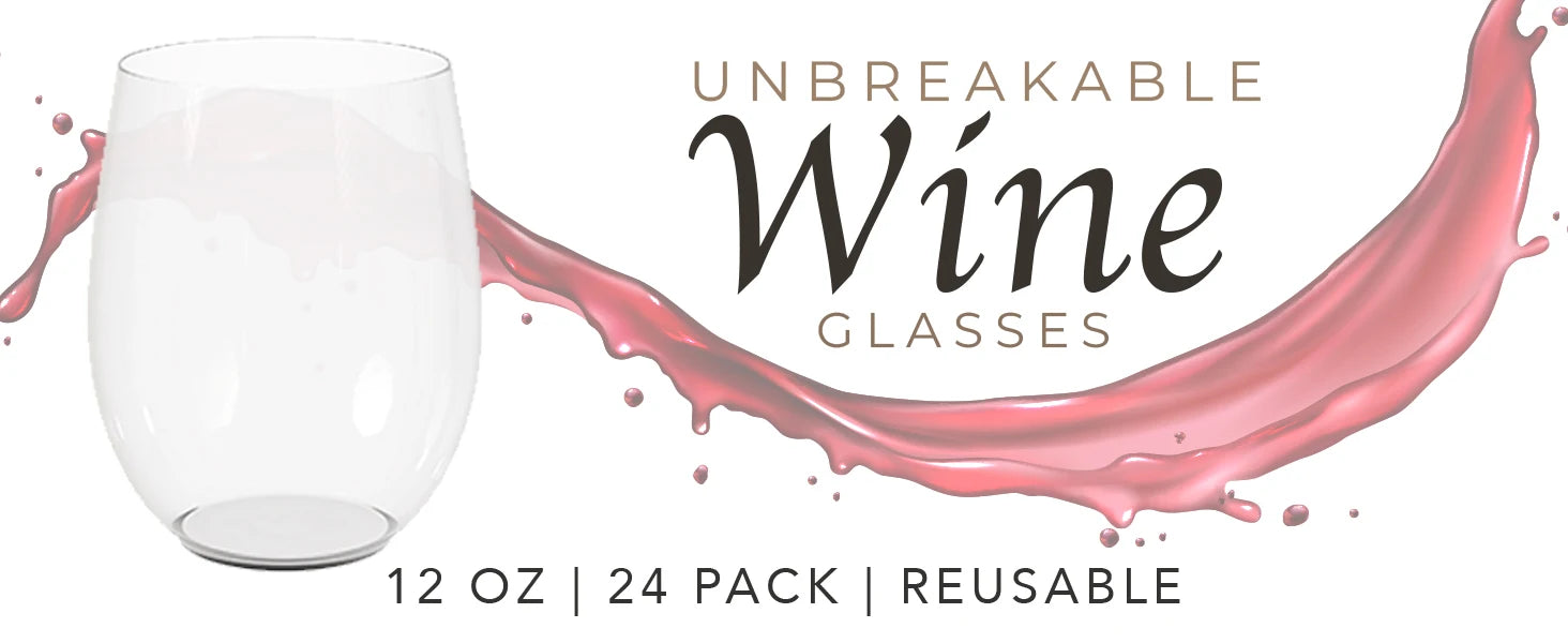 4-40Pcs 12oz Plastic Wine Glasses Disposable Stemless Wine Glasses for Party Reusable Clear Plastic Cups Shatterproof