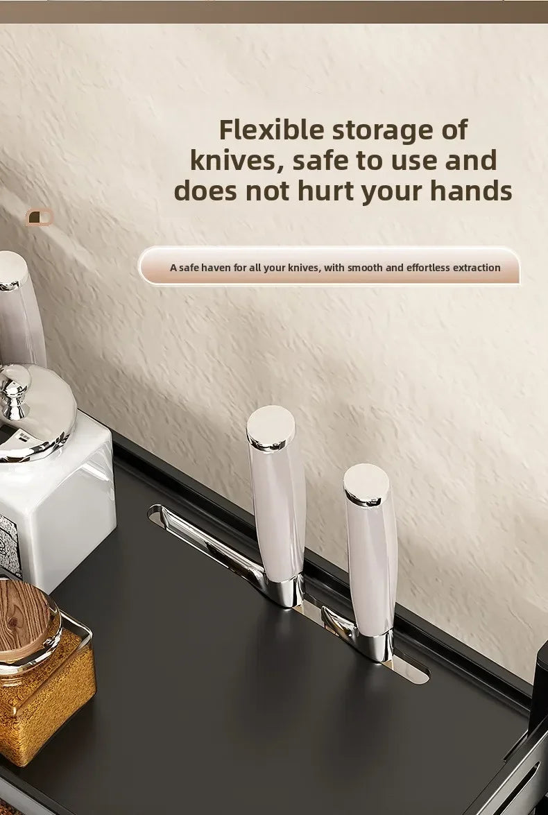 Kitchen Countertop Organizer Rack with Adjustable Feet Knife Storage Removable Shelves Multifunctional Space-Saving for Home