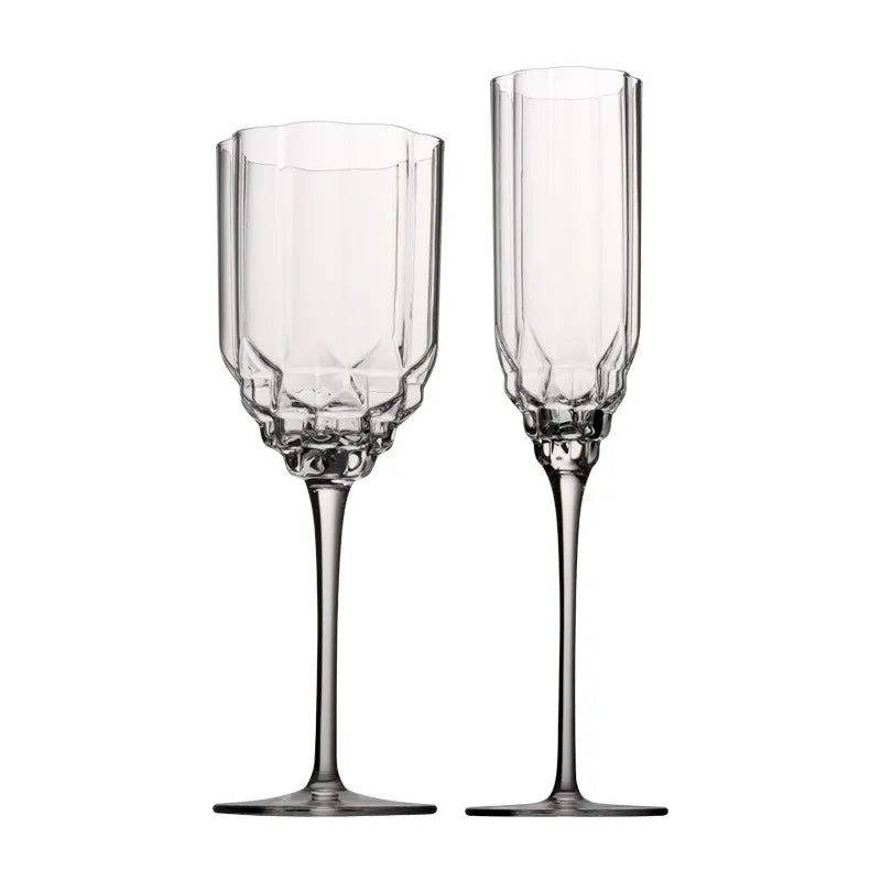 1PC Gold Diamond Red Wine Glass European Light Luxury Crystal Glass Household Tall Champagne Cup Whiskey Foreign Wine