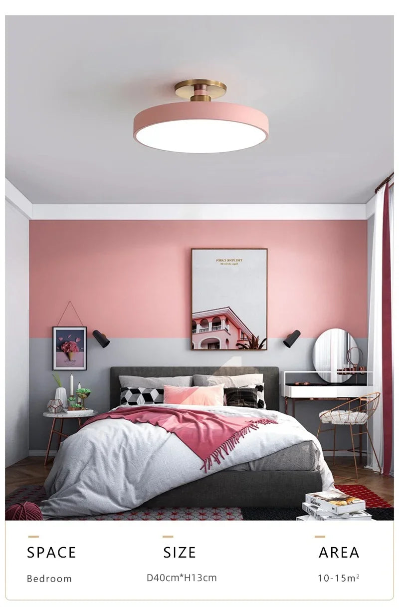 Modern Macaron LED Ceiling Light Simple Circular Dimmable Pendant Light Living Room Bedroom Study Nordic Decorative Lighting