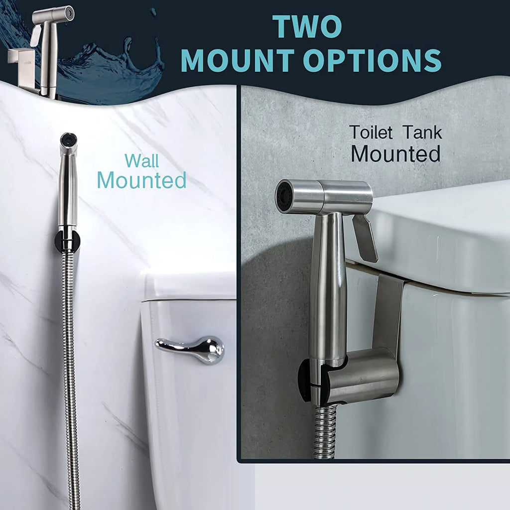 Handheld Bidet Sprayer Set 304 Stainless Steel Spray Gun Shower Handheld Toilet Bidet Faucet Sprayer Shower Nozzle Self Cleaning