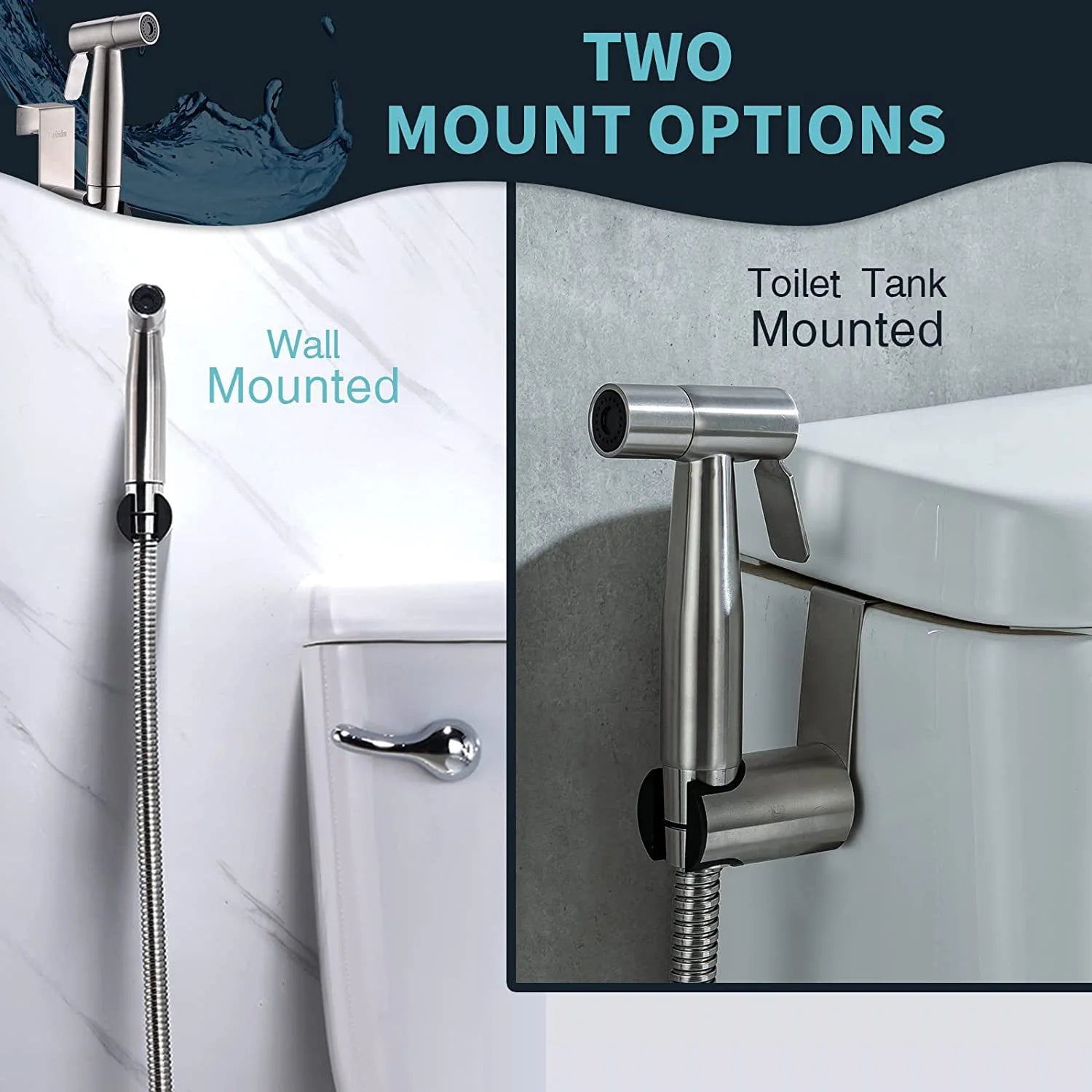 Handheld Bidet Sprayer Set 304 Stainless Steel Spray Gun Shower Handheld Toilet Bidet Faucet Sprayer Shower Nozzle Self Cleaning