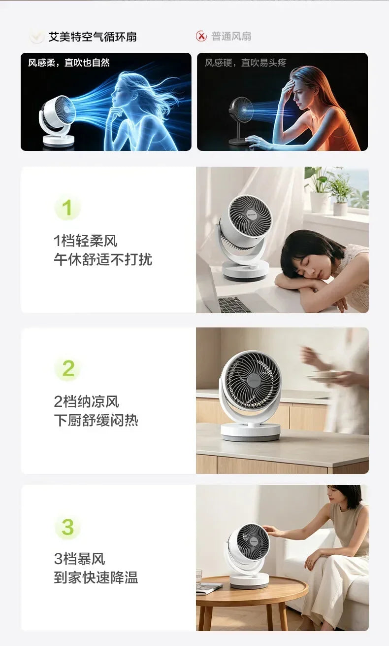 Small Air Circulator Fan, Oscillating Desk Floor Fan with Strong Wind, Low Noise for Bedroom Dorm, Energy-Saving Durable Durable