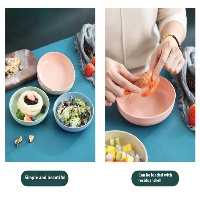 5pcs/set Vegetable Plate Tableware Plate Nordic Wheat Straw Plate Fruit Plate