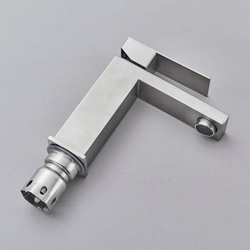 Senlesen Brushed Gold Bathroom Faucet Basin Faucets Deck Mounted Sink Mixer Tap Stainless Steel Countertop Hot Cold Water Crane