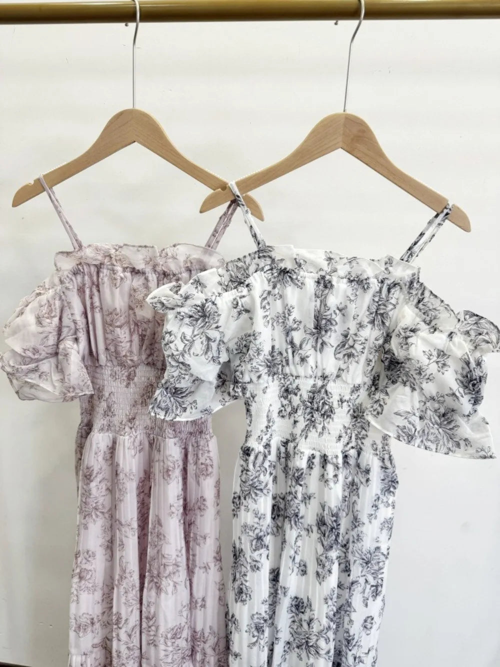 Kuzuwata Fairy Lovely Mesh Ruched Patchwork Robe Mid-length Puff Sleeve Off Shoulder Slim Mujer Japan Print Pleated Fresh Dress