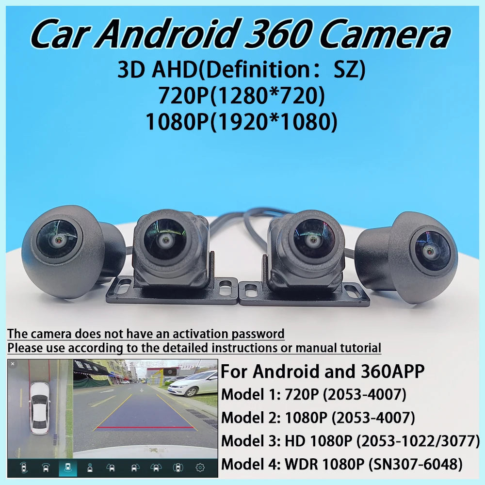 Car Camera 360 Degree Panoramic Imaging System 3D AHD 720P 1080P Four Way Camera HD Night Vision 2053/4007 1022 SN307 6048 WDR