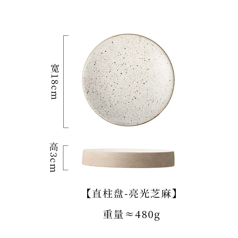 Premium Western Cuisine Plate Retro Round Plate Commercial Ceramic Tableware Cylinder  Simple Cake Dim Sum
