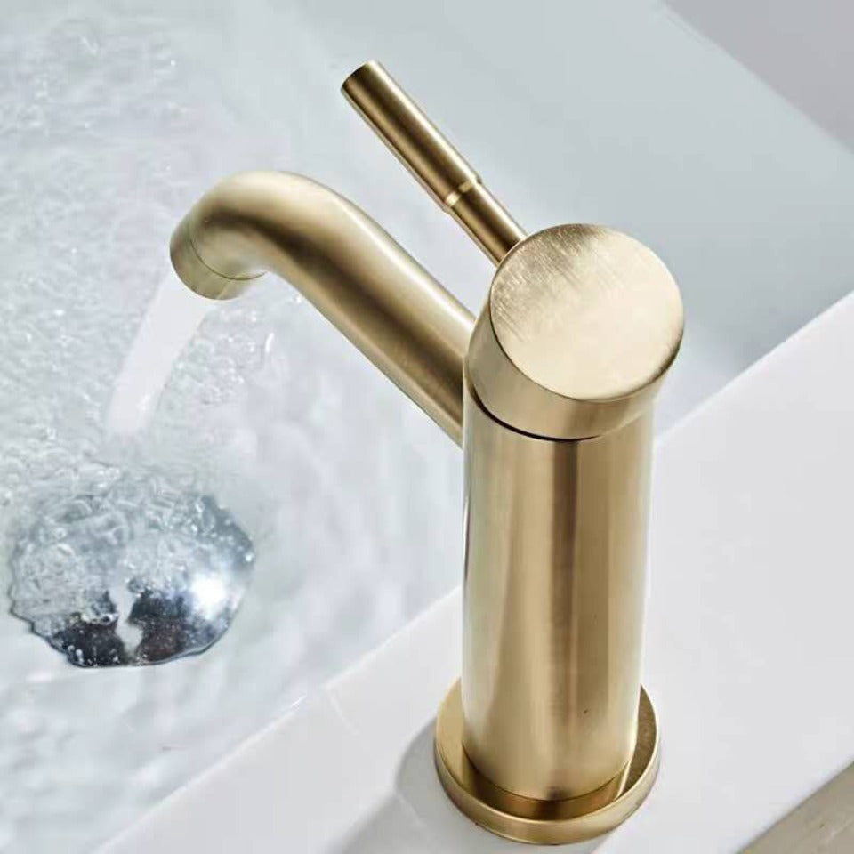 Brushed Gold Bathroom Faucet Modern Lavatory Vanity Sink Faucet Deck Mounted Mixer Toilet Basin Faucets Hot Cold Water Mixer