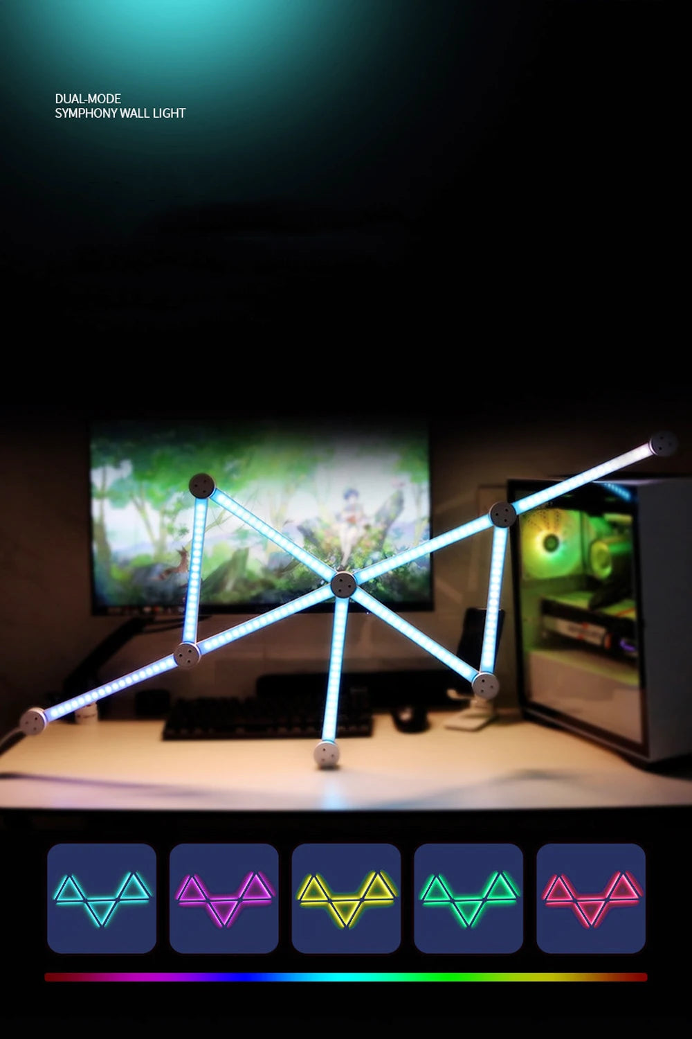 Smart WiFi Splicing Wall Light RGBIC Wall DIY Decorative Ambiance LED Night Light Dimmable For Game Room Bedroom TV Decoration